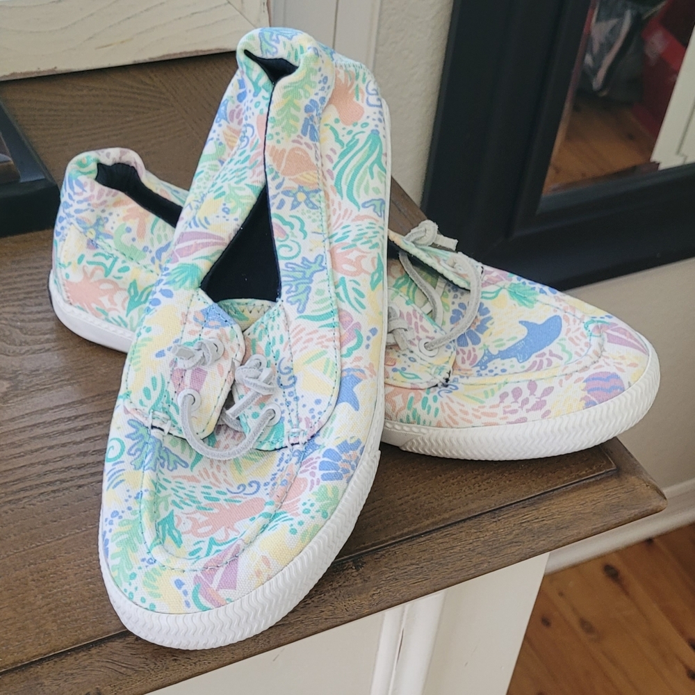 Sperry Top SIDER Pink and Blue Canvas Loafers for Everyday Comfort